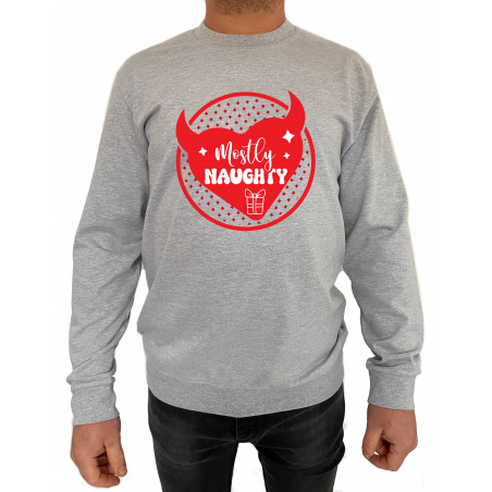 Bluza Mostly Naughty And Somewhat Nice  - Crew Neck Sweatshirt Barbati - D000059M