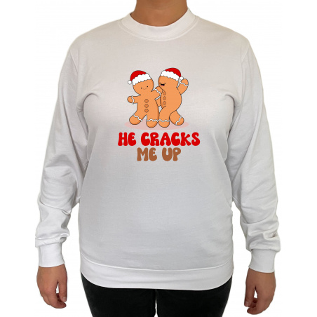 Bluza She Is So Sweet, He Craks Me  - Crew Neck Sweatshirt Femei - D000061F