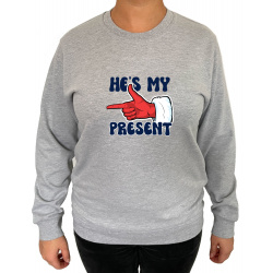 Bluza She's My Gift He's My Present  - Crew Neck Sweatshirt Femei - D000062F