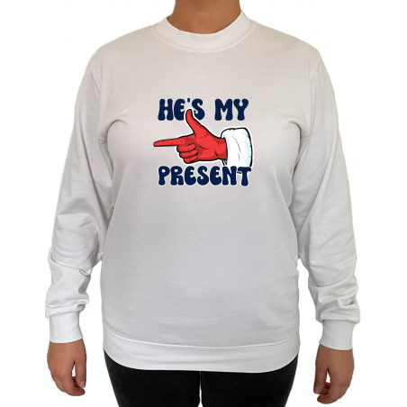 Bluza She's My Gift He's My Present  - Crew Neck Sweatshirt Femei - D000062F