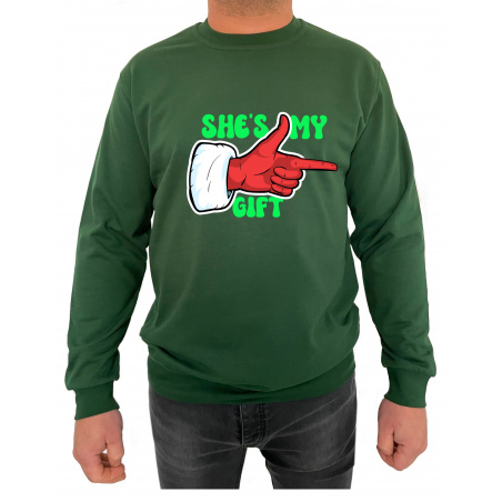 Bluza She's My Gift He's My Present  - Crew Neck Sweatshirt Barbati - D000062M