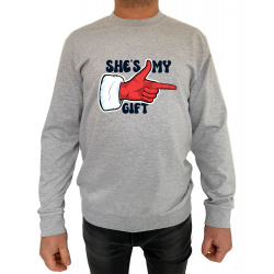 Bluza She's My Gift He's My Present  - Crew Neck Sweatshirt Barbati - D000062M