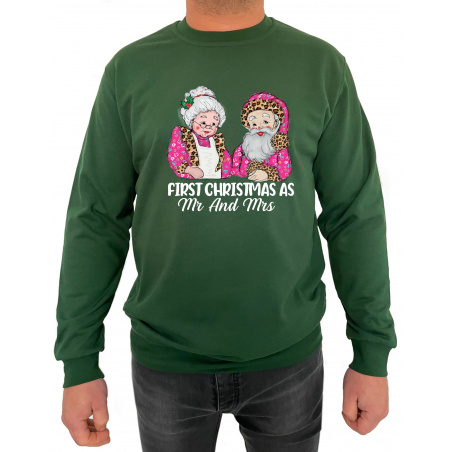 Bluza First Christmas As MR And MRS  - Crew Neck Sweatshirt Barbati - D000054U