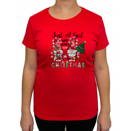 Tricou Just A Girl Who Loves Christmas - Heavy Cotton Femei - D000090F