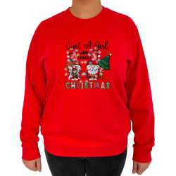 Bluza Just A Girl Who Loves Christmas  - Crew Neck Sweatshirt Femei - D000090F