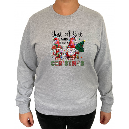 Bluza Just A Girl Who Loves Christmas  - Crew Neck Sweatshirt Femei - D000090F