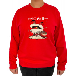 Bluza Santa Is My Homie  - Crew Neck Sweatshirt Femei - D000091U