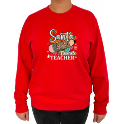 Bluza Santa's favorite Teacher  - Crew Neck Sweatshirt Femei - D000092F