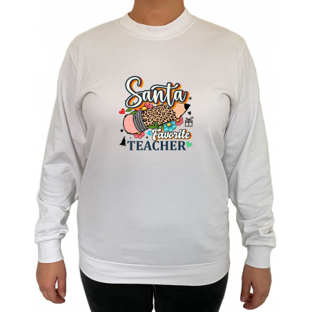 Bluza Santa's favorite Teacher  - Crew Neck Sweatshirt Femei - D000092F