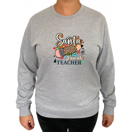 Bluza Santa's favorite Teacher  - Crew Neck Sweatshirt Femei - D000092F