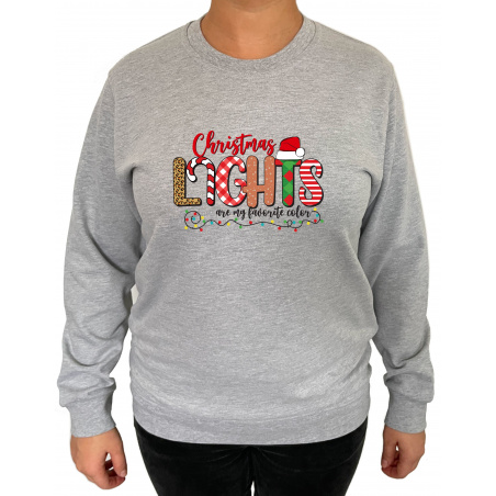 Bluza Christmas Lights Are My Favorite Color  - Crew Neck Sweatshirt Femei - D000095U