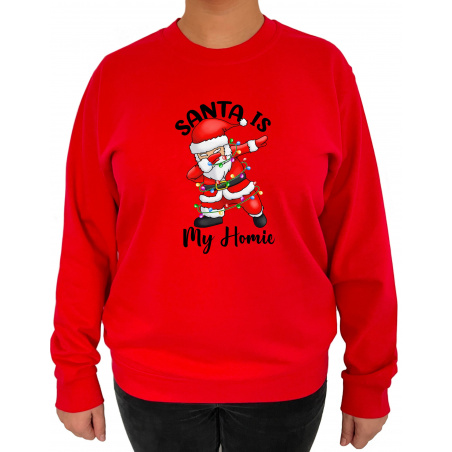 Bluza Santa Is My Homie  - Crew Neck Sweatshirt Femei - D0000101U