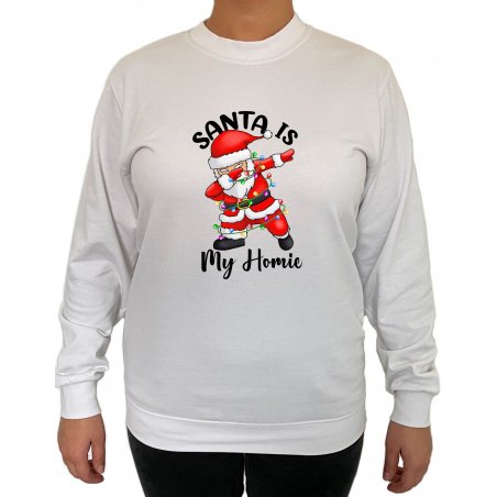 Bluza Santa Is My Homie  - Crew Neck Sweatshirt Femei - D0000101U