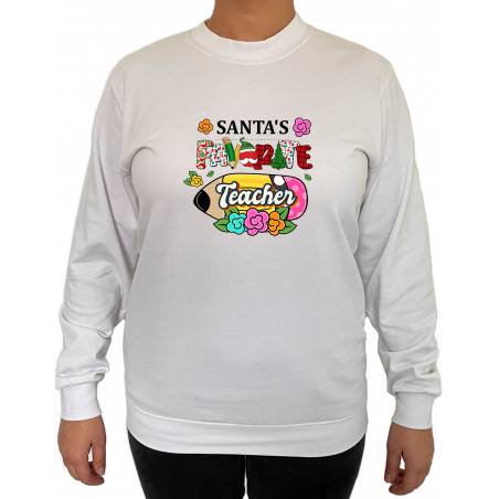 Bluza Santa's favorite Teacher  - Crew Neck Sweatshirt Femei - D0000102F