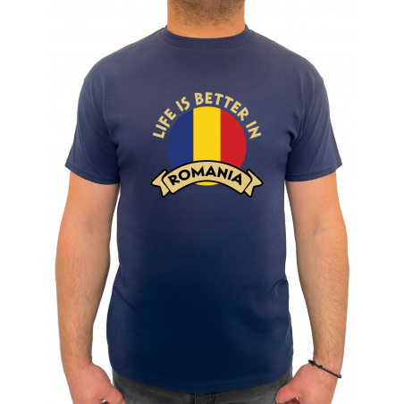 Tricou Life is better In Romania - Heavy Cotton Barbati - D000009U