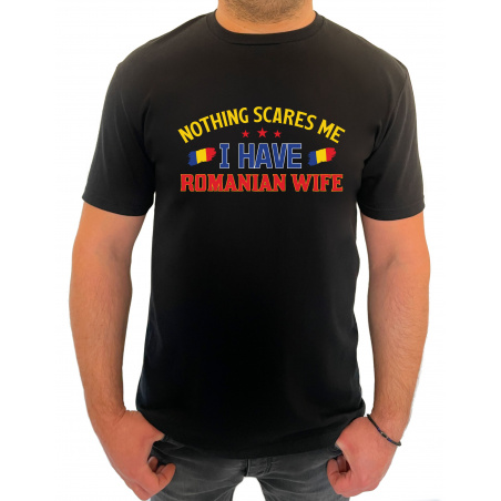 Tricou nothing scares me I have a Romanian wife - Heavy Cotton Barbati - D000022M