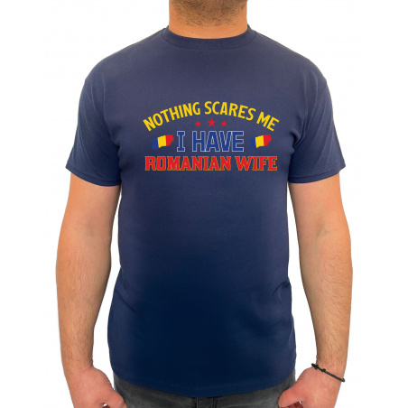 Tricou nothing scares me I have a Romanian wife - Heavy Cotton Barbati - D000022M